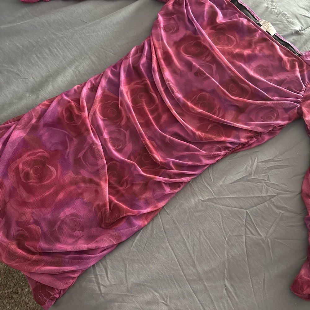 Pink and Purple Ruched Dress